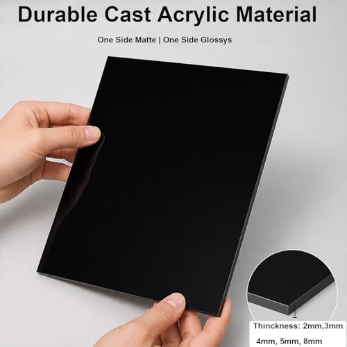 Black Acrylic Panel for Sump Baffle, Aquarium Divider and Fish Tank DIY Applications, One Side Matte One Side Glossy,Thickness 4mm,200x200mm 1PCS - color: Thickness 4mm, size: 200x200mm 1PCS