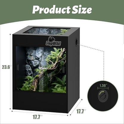 33 Gallon PVC Tall Reptile Terrarium, 18x18x24 Arboreal Enclosure | Vertical Habitat Enclosure with Sliding Door & Heavy-Duty Screen for Amphibians, Crested Gecko Lizard Chameleon - size: 18"W x 18"D x 24"H