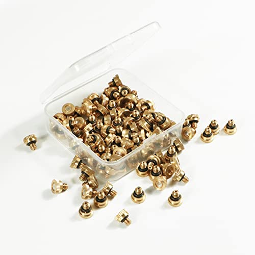 KUWAN 0.016" Orifice (0.4mm) Thread UNC 10/24 Brass Misting Nozzles 100PCS | Low Pressure Atomizing Misting Sprayer Water Hose Nozzle for Greenhouse, Landscaping, Outdoor Cooling Mister System - color: 100PCS