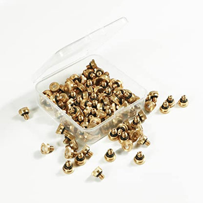 KUWAN 0.016" Orifice (0.4mm) Thread UNC 10/24 Brass Misting Nozzles 100PCS | Low Pressure Atomizing Misting Sprayer Water Hose Nozzle for Greenhouse, Landscaping, Outdoor Cooling Mister System - color: 100PCS