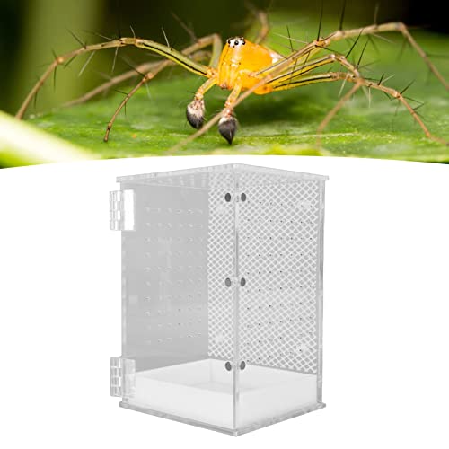 Reptile Terrarium Tank Acrylic Highly Transparent Clear Habitat Enclosure with Magnetic Door for Leopard Gecko Snake Frog Tarantula Paludarium (Small) - size: Small