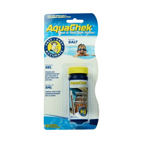 AquaChek Salt Test Strip Titrators for Pools - Salt Water Pool Test Strips for Sodium Chloride - Quick and Accurate Results - Professional Water Quality Testing Kit (10 Strips) - size: 1-Pack