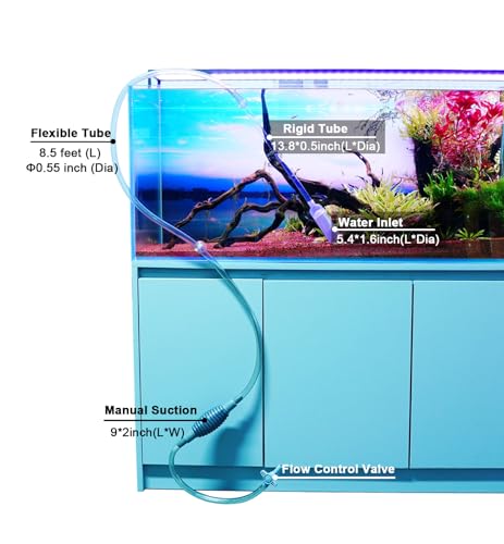 Fish Tank Cleaning Kit with Aquarium Siphon, Fish Net for Fish Tank, and Algae Scraper | All-in-One Fish Tank Cleaner for Various Tank Sizes