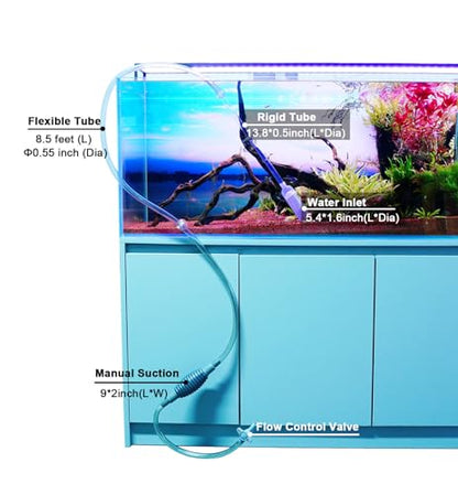 Fish Tank Cleaning Kit with Aquarium Siphon, Fish Net for Fish Tank, and Algae Scraper | All-in-One Fish Tank Cleaner for Various Tank Sizes