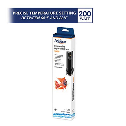 Aqueon Submersible Aquarium Fish Tank Heater For Up To 75 Gallon Aquariums, 200 Watts - size: 200 Watts