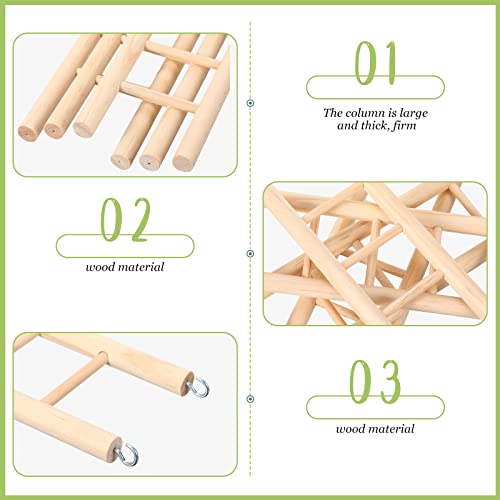 Kigeli 6 Pcs Wood Bird Ladder for Cockatiels, Small Hanging Bird Ladder for Cage, Parrot Step Hanging Climbing Toys for Pets Parakeets, Cockatoo and Lovebirds