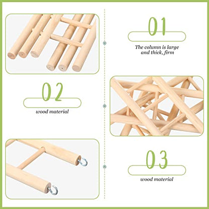 Kigeli 6 Pcs Wood Bird Ladder for Cockatiels, Small Hanging Bird Ladder for Cage, Parrot Step Hanging Climbing Toys for Pets Parakeets, Cockatoo and Lovebirds