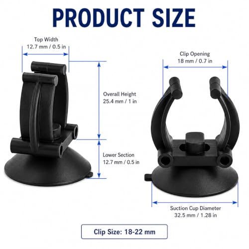 10Pcs Aquarium Suction Cup Clips, 18-22mm, Black, Universal Fish Tank Holders for Heaters, Pumps, Filters and Hood