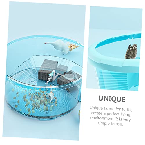 POPETPOP 2pcs Turtle Tank Integrated Basking Area Aquarium for Pet Turtles Habitat for Healthy Breeding and Easy Cleaning