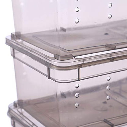 Breeding Box 5pcs, Reptile Dish Feeding Box Food Container with Lid Small (Transparent Black S)