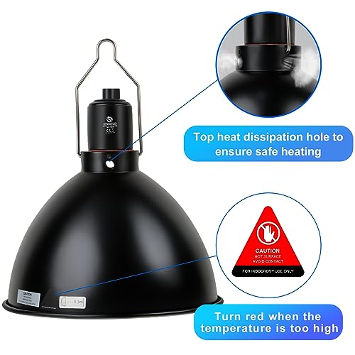 Reptile Light Fixture, 8.5 inch Optical Reflection Dome Heat Lamp Fixture, UVB Heat Basking Lamp Fixture for Amphibian Reptile Terrariums - size: 8.5in Dome