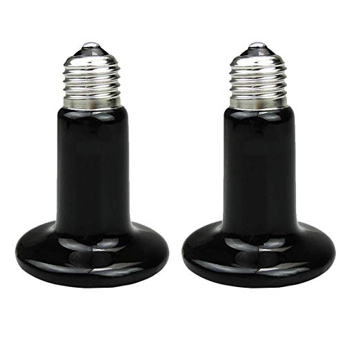Reptile Heat Lamp Bulb 2pcs 200W Ceramic Infrared Heat Emitter Brooder with no Light for Chicken coop, Hedgehog, Iguana Lizard Bearded Dragon Turtle Snake | No light No Nose friendly to heating lamp for lizard, chameleon dragon turtle, terrarium, tank, ch