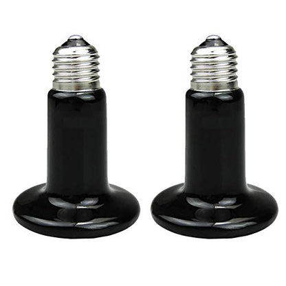 Reptile Heat Lamp Bulb 2pcs 200W Ceramic Infrared Heat Emitter Brooder with no Light for Chicken coop, Hedgehog, Iguana Lizard Bearded Dragon Turtle Snake | No light No Nose friendly to heating lamp for lizard, chameleon dragon turtle, terrarium, tank, ch