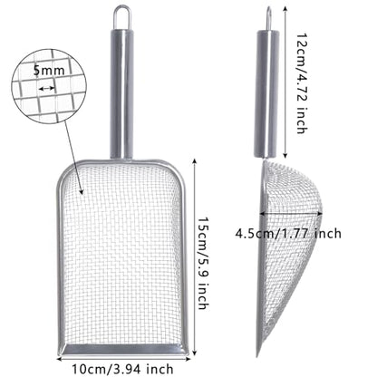 SUMERSHA Cat Litter Scoop Stainless Steel Mesh Scooper for Litter Box Kitten Pooper Lifter, Beach Mesh Shovel for Shell Collecting