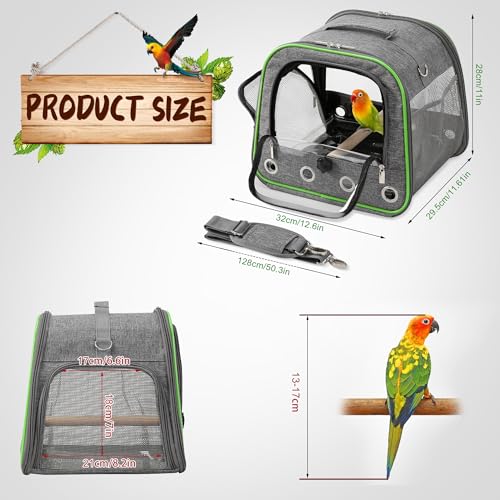 Upgraded Small Bird Carrier, Lightweight and Portable Travel Bird Cage with Stand and Easy Clean Tray, Parrot Parakeet Cockatiels Bird Travel Cage - color: Grey