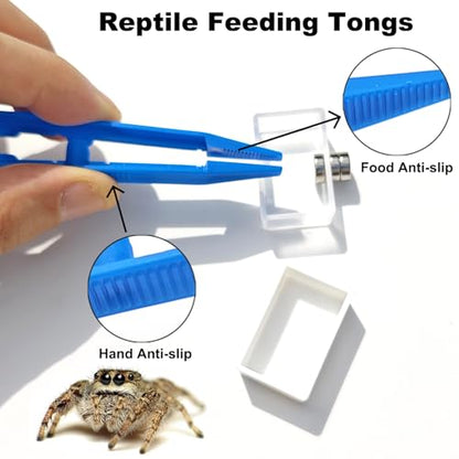 10 Pcs Jumping Spider Enclosure Kit, Magnetic Jumping Spider Feeding Dish, Mini Tarantula Water Dish, Tiny Reptile Feeding Tongs, Jumping Spider Accessories for Spoods and Other Small Pets