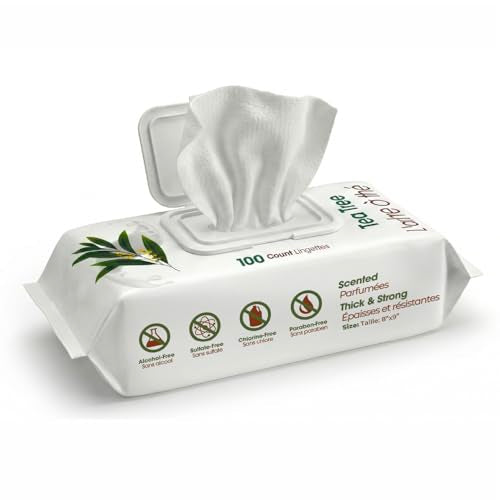 Best Pet Supplies Cleaning Dog Wipes - Cleansing Tea Tree, 100 Count | Tea Tree Scented, Large 8x9" Pet Wipes, Vitamin E, Puppy & Cat Safe, Gentle Grooming, Resealable Pouch Prevents Drying - color: Cleansing Tea Tree, size: 100 Count