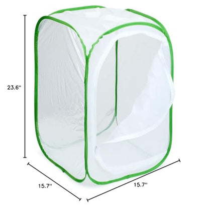 RESTCLOUD Insect and Butterfly Habitat Cage Terrarium Pop-up 24 Inches Tall with 10Pcs 10ML Floral Tubes