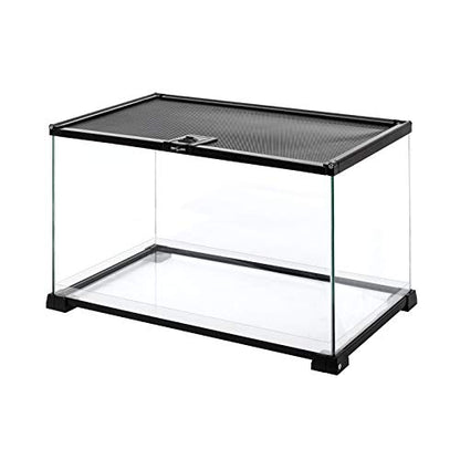 REPTI ZOO Full Glass 15 Gallon Reptile Tank, Medium Reptile Terrarium for Gecko Hermit Crab Hognose Snake etc, Top Screen Ventilation & Feeding - size: 20"W X 12"D X 14"H (15 Gallon)