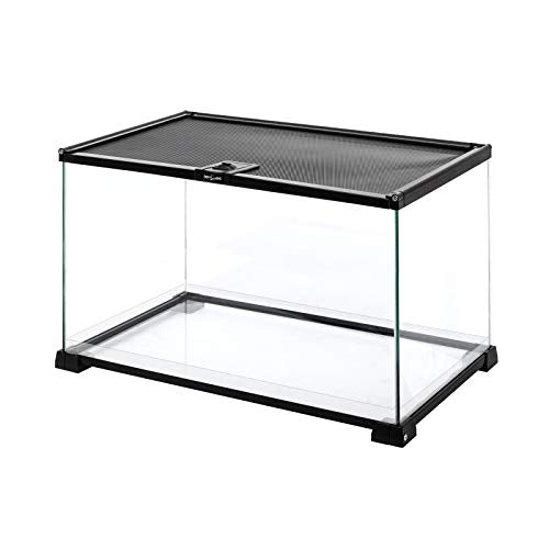 REPTI ZOO Full Glass 15 Gallon Reptile Tank, Medium Reptile Terrarium for Gecko Hermit Crab Hognose Snake etc, Top Screen Ventilation & Feeding - size: 20"W X 12"D X 14"H (15 Gallon)