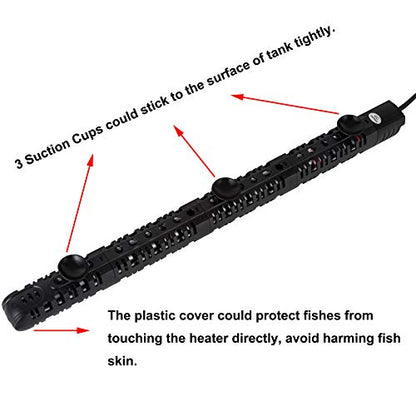 100W/300W/500W Aquarium Heater 500 Watt Fish Tank Heater Submersible Auto Thermostat Turtle Tank Heater 40-90 Gallon with Protective Sleeve and 3 Suckers - color: 500W (for 50-90 gallon)
