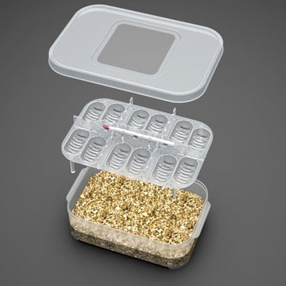 Reptile Breeding Incubator 12 Grids Reptile Egg Incubator Tray | Transparent Amphibians Incubation Tray for Gecko Lizards Snake Lions Mane