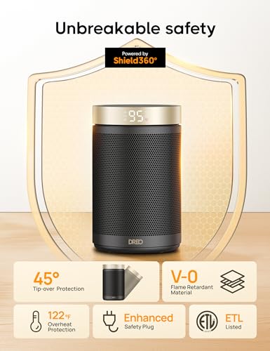 DREO Space Heater, Portable Electric Heaters for Indoor Use with Thermostat - color: Gold