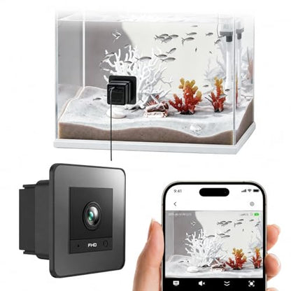 Fish Tank Aquarium Camera, 2K HD 140° Wide Angle Anti WiFi Smart Aquarium Reptile Camera with AI Motion Detection, Terrarium Cameras for Aquarium Breeding Tank