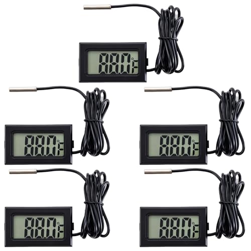 5-Pack Digital LCD Refrigerator Thermometer, Fahrenheit | -50F to 230F range, 0.1 degree resolution, for refrigerator and water temperature monitoring