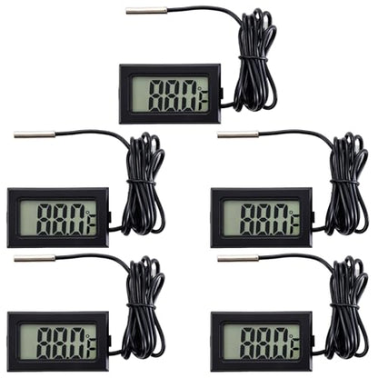 5-Pack Digital LCD Refrigerator Thermometer, Fahrenheit | -50F to 230F range, 0.1 degree resolution, for refrigerator and water temperature monitoring