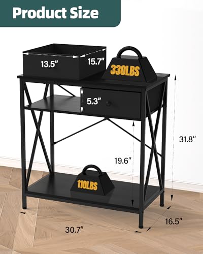 Fish Tank Stand with Storage, 20-29 Gallon Aquarium Stand Easy Clean | Heavy Duty Metal, 2-Tier Breeder Reptile Turtle Terrarium Stand Fits Office Home,30.7" x 16.5" MDF Tabletop, 330lbs Capacity - color: Black, size: 20-29 Gallon