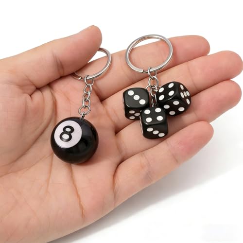 8 Ball Bag Charm and Dice Keychain Set Creative Cute Keychain for Gifts - color: 8 Keychain