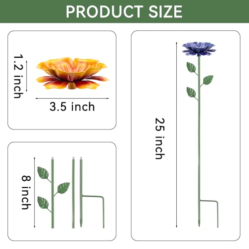6 Pack Bee Watering Station, Bee Feeder Metal Butterfly Water Feeder | with Flower Design Colorful Butterfly Bee Bath Bowl for Outdoor Yard Garden Decor - size: 6 Pack