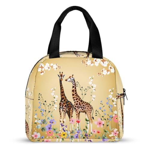 Giraffe Flowers Lunch Bag for Women Men | Insulated Lunch Box Leakproof Food Meal Containers Reusable Foldable 6L Capacity Lunch Tote Bags for Work Picnic Travel - color: style-16