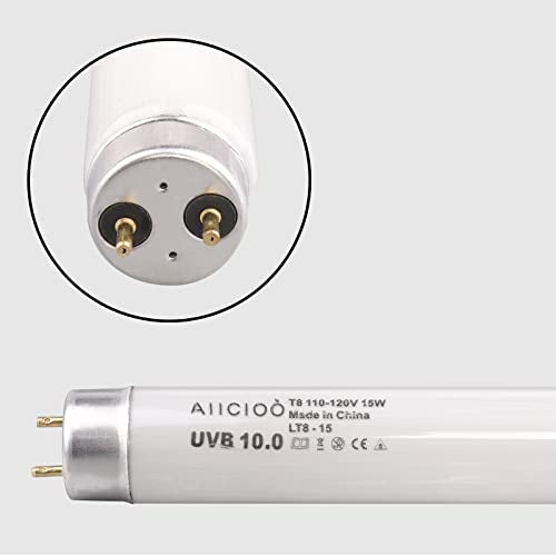 Aiicioo T8 UVB Reptile Light - 10.0 15W Reptile Fluorescent Light Bearded Dragon Desert UVB Bulb 18 inch 15 watt for Chameleon Tortoise Reptile and Amphibian - style: T8 Tube-15W 10.0