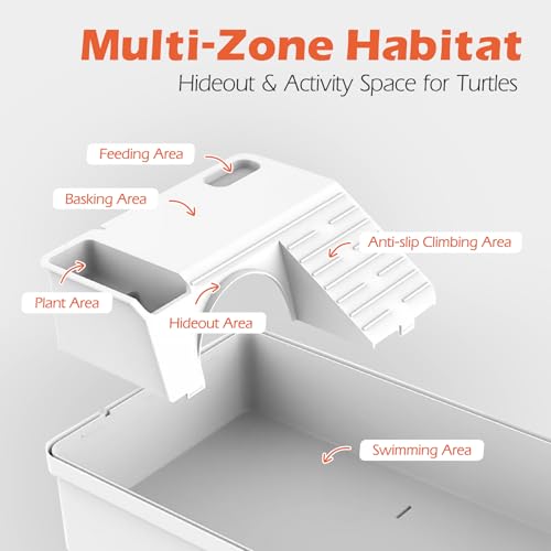AZV Turtle Tank Starter Habitat Kit,Complete Aquatic Terrarium Enclosure with Filter,Basking Platform with Hideout,Multi-Function Area,Drainage,Plants and Lamps and AZV All in One Turtle Tank Kit