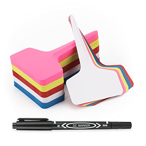 100 Pcs Plant Labels,Garden Marker Vegetable Gardening Tags | T-Type Garden Seed Stake Tags for Outdoor Indoor Potted Plants with Permanent Marking Pen - color: Multicolored