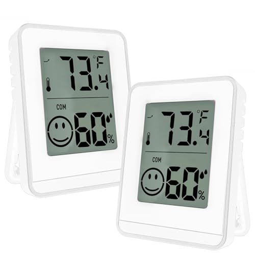 2 PCS Home Indoor Hygrometer, Mini Indoor Thermometer, Temperature and Humidity Monitor, Reptile Thermometer - Houses, Greenhouses,Baby Room,Office, Incubator