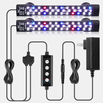hygger Dual-Channel Controller Submersible Aquarium LED Light, 24/7 Mode Full Spectrum Hidden Fish Tank Light with 3 Rows Beads 7 Colors Auto On Off, Adjustable Timer Brightness (2)