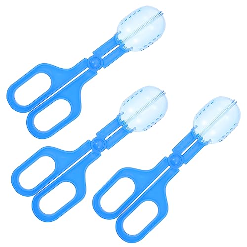POPETPOP 3Pcs Pet Poop Clamp for Reptiles and Animals Durable Waste Picker Tool for Terrarium Lizards Frogs and Spiders Blue