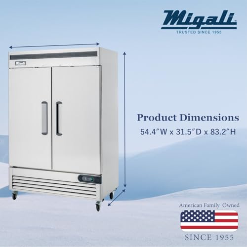 C-2F-HC Two Door Reach-In Freezer, 49 cu/ft, Stainless Steel Interior and Exterior, Auto Defrost, Digital Temperature Display, Door Locks