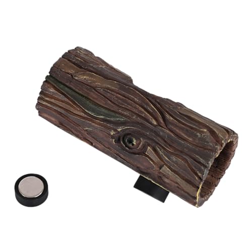 Magnetic Reptile Hide Cave Resin Hollow Tree Trunk Hideout, Gecko Hide with Strong Magnetic Climbing Toy Reptile Tank Accessories for Crested Gecko,Lizard, Terrarium Decor