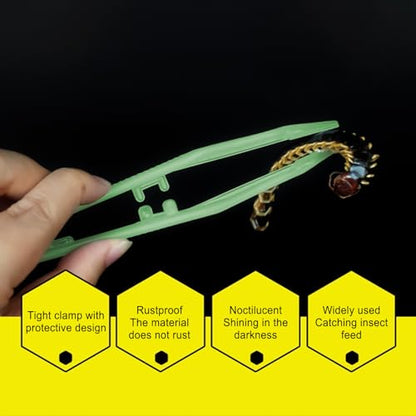 Glow Feeder Tweezers – Long Reptile Feeding Tool, Comfortable Grip, Sturdy Anti-Skid Construction, Precise Tip, Easy to Clean | Pet Feeding Accessory with Snake Lizard Tortoise Spider Frog Handling Fu
