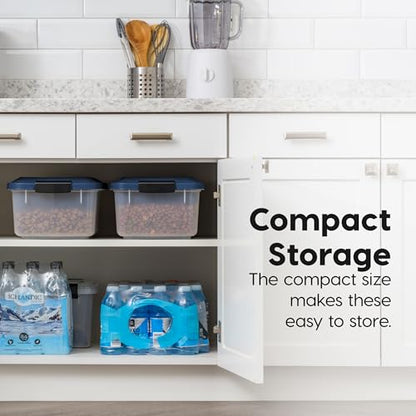 IRIS USA Dog Food Storage Container, 2-Pack, Up to 14 lbs, Navy | Made in the USA, Comes with 2-Cup Sccop, Stacklable, Airtight Seal, BPA-Free, Bird Seed, Cat food, Treats, Keeps Kibble Fresh - color: Navy, size: 14 lbs - 2 Pack