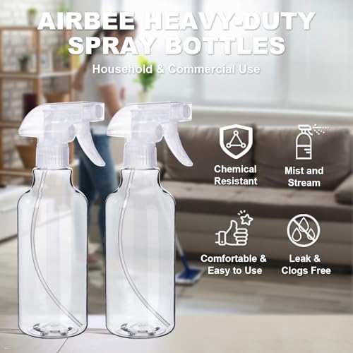 Plastic Spray Bottles (2-Pack, 16.9 Oz) Heavy Duty Spraying, Mist & Stream | Professional Empty Water Sprayer for Cleaning Solutions, Essential Oils, Hair, Plants, BBQ, Dog Cat Behavior Correction - style: Clear, 2-Pack