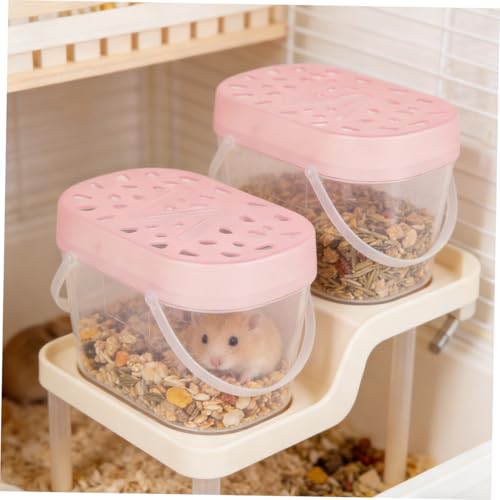 Kisangel 2pcs Portable Hamster Carriers and Plastic Reptile Containers Medium Size Pink Handheld Travel Cases for Small Pets Outdoor Use