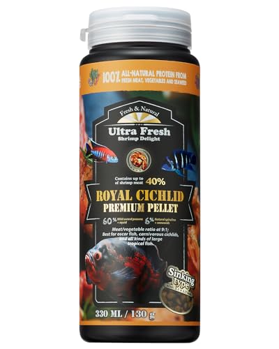 Ultra Fresh Cichlid Sinking Fish Food, Wild Sword Prawns, All Natural Ingredients, Carnivore Pellets for Large Cichlid and Tropical Fish, Royal Cichlid Premium Pellet 4.58 oz - size: 4.58 Ounce (Pack of 1)