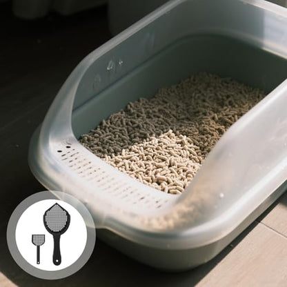 Alasum 2pcs Cat Litter Box Scooper and Reptile Sand Scoop with Fine Sifting Holes, Sturdy Plastic Material, Small and Large Size for Pet Waste Cleaning and Habitat Maintenance