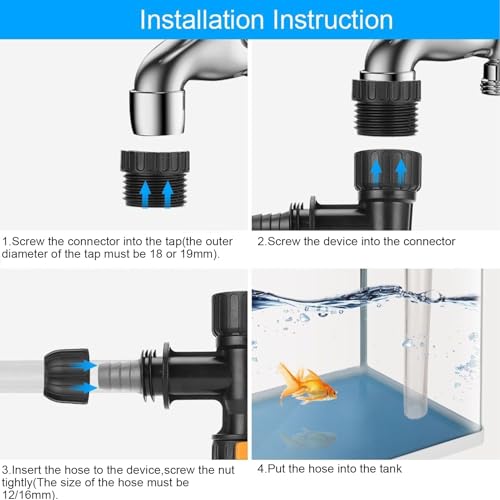 Aquarium Water Changer Fish Tank Gravel Vacuum Siphon Cleaner Kit with Faucet Adapter for Easy Water Changes and Gravel Cleaning