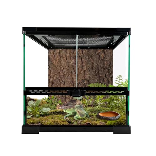 Reptile Glass Tank 12"*12"*12" Terrarium Habitat with Double Hinge Door and Top Screen Ventilation for Bearded Dragon,Lizard,Leopard Gecko,Snake,Hermit Crab with Carpet and Hygrothermograph - size: 12x12x12inch